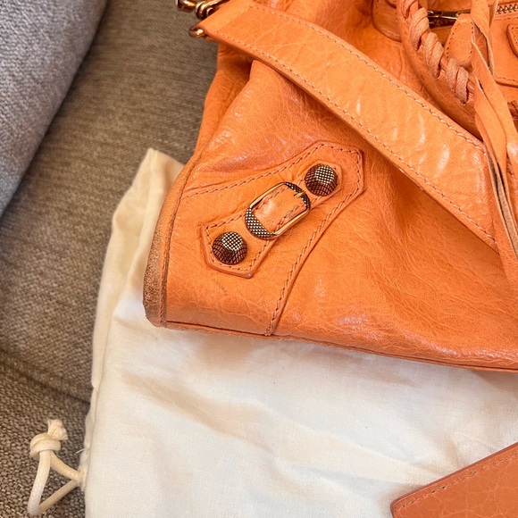 Balenciaga Agneau Classic Hardware Tan Tangerine Le City Bag - Picture 11 of 13